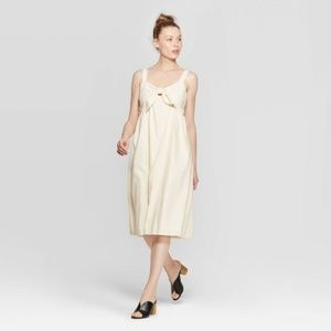 NWT Who What Wear Cream Tie Dress Linen Large